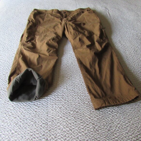 Brown Fleece Lined Pants Stretch Insulated 40 LL Bean Pants Men 40x29 Vintage - Picture 2 of 16